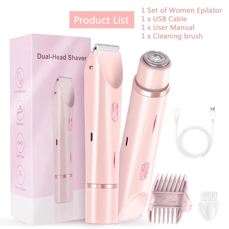 2 In 1 Dual Head Electric Razor And Bikini Trimmer For Women Wet Dry Use 6