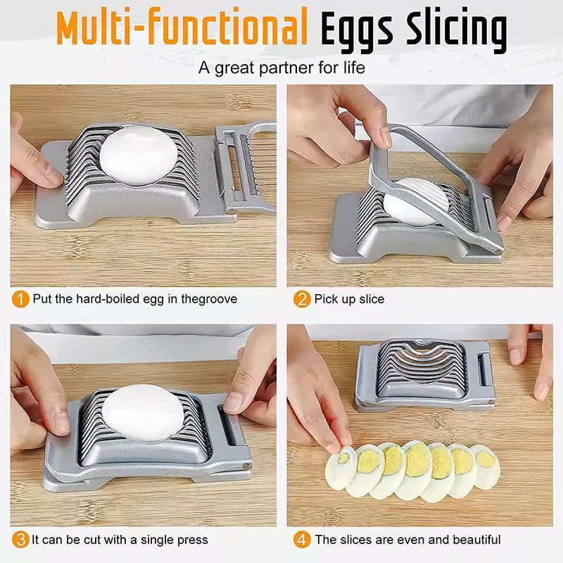LMETJMA Premium Stainless Steel Egg  Fruit Slicer  QuickPrep Kitchen Cutter 3