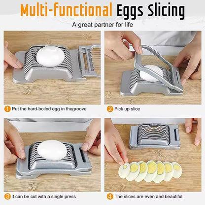 LMETJMA Premium Stainless Steel Egg  Fruit Slicer  QuickPrep Kitchen Cutter 3