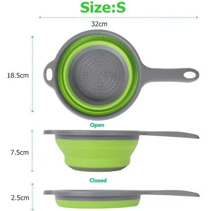 Silicone Collapsible Kitchen Colander  SpaceSaving Pasta  Veggie Strainer With Handle 2
