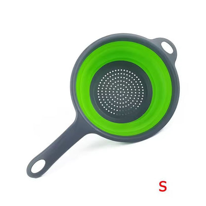 Silicone Collapsible Kitchen Colander  SpaceSaving Pasta  Veggie Strainer With Handle 9