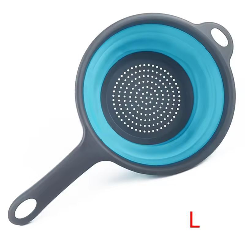 Silicone Collapsible Kitchen Colander  SpaceSaving Pasta  Veggie Strainer With Handle 10
