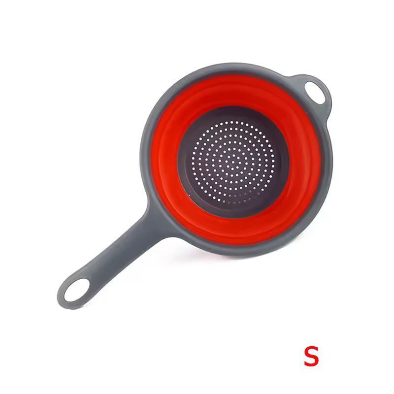 Silicone Collapsible Kitchen Colander  SpaceSaving Pasta  Veggie Strainer With Handle 11