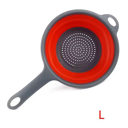 Silicone Collapsible Kitchen Colander  SpaceSaving Pasta  Veggie Strainer With Handle 12