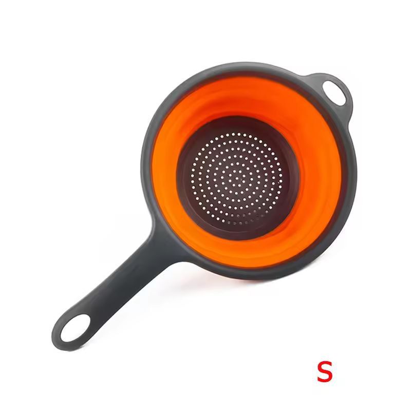 Silicone Collapsible Kitchen Colander  SpaceSaving Pasta  Veggie Strainer With Handle 13