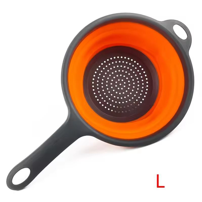 Silicone Collapsible Kitchen Colander  SpaceSaving Pasta  Veggie Strainer With Handle 14