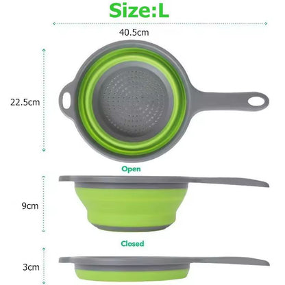 Silicone Collapsible Kitchen Colander  SpaceSaving Pasta  Veggie Strainer With Handle 3