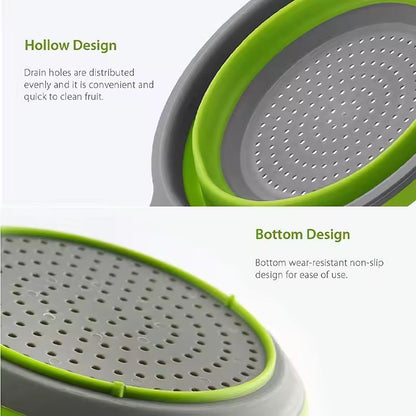 Silicone Collapsible Kitchen Colander  SpaceSaving Pasta  Veggie Strainer With Handle 4