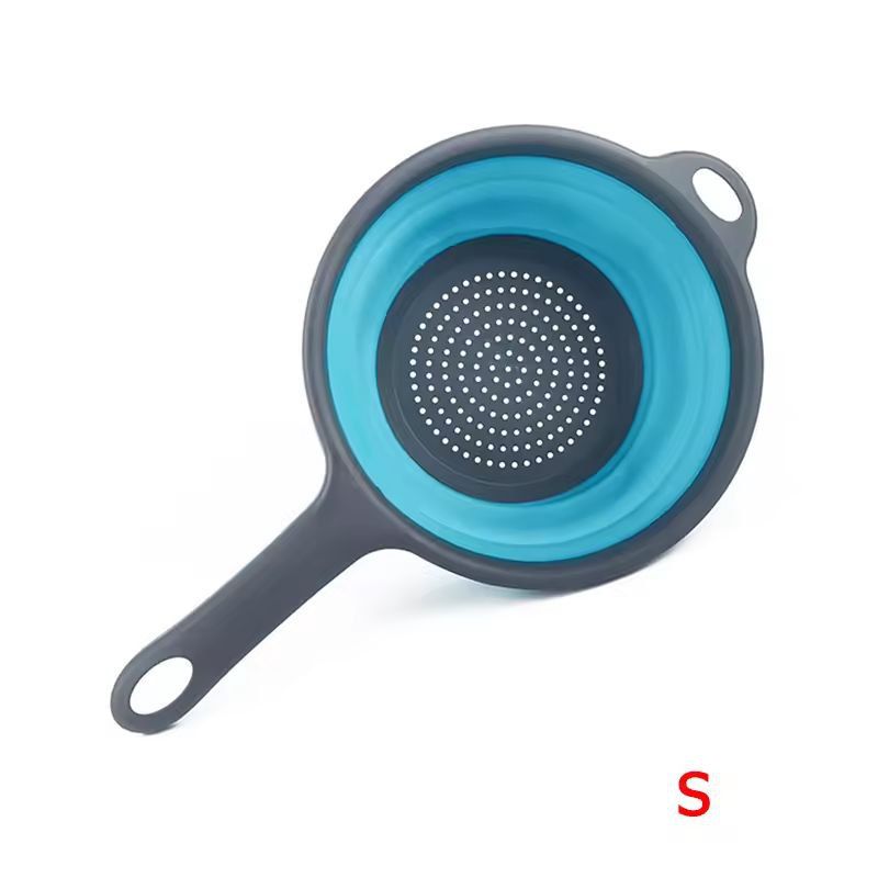 Silicone Collapsible Kitchen Colander  SpaceSaving Pasta  Veggie Strainer With Handle 7
