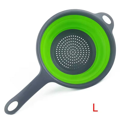 Silicone Collapsible Kitchen Colander  SpaceSaving Pasta  Veggie Strainer With Handle 8