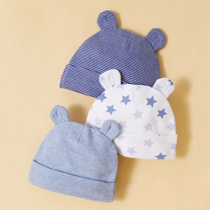 Soft Cotton Newborn Baby Hat Set Three Piece Comfortable Infant Caps 8