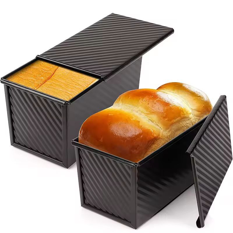 LMETJMA Premium Carbon Steel Pullman Loaf Pan – 1 lb Non-Stick Bread & Toast Mold with Lid
