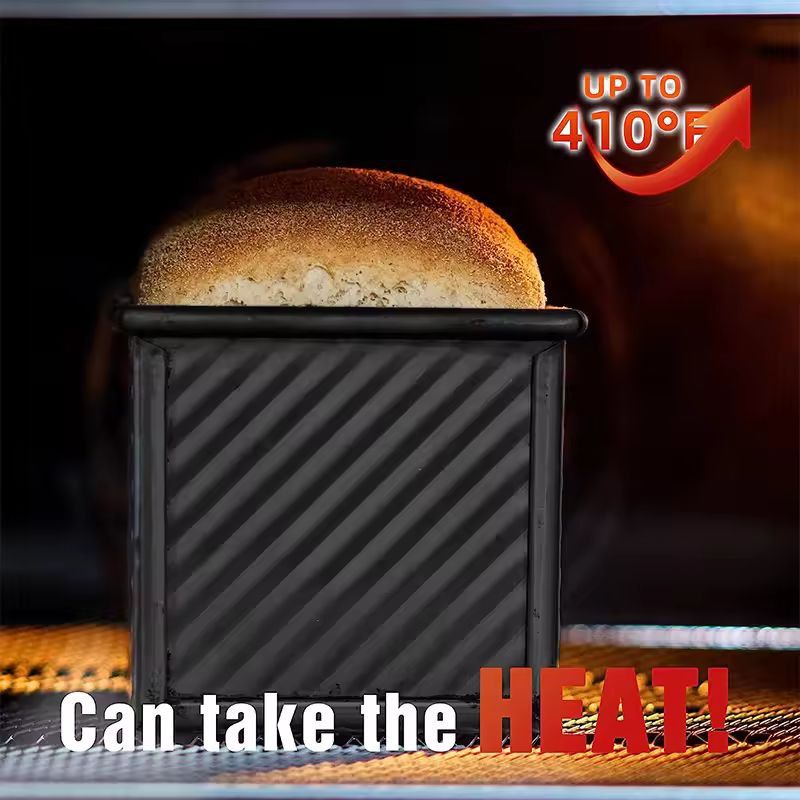 LMETJMA Premium Carbon Steel Pullman Loaf Pan  1 Lb NonStick Bread  Toast Mold With Lid 3
