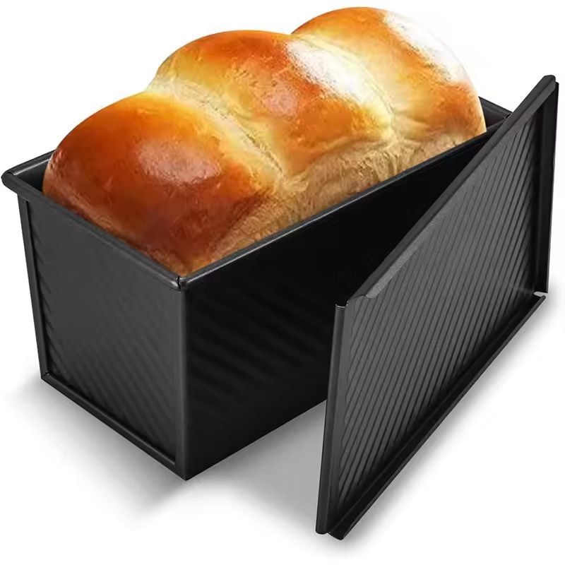 LMETJMA Premium Carbon Steel Pullman Loaf Pan  1 Lb NonStick Bread  Toast Mold With Lid 6