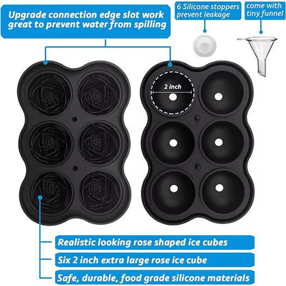 Silicone Rose Ice Cube Tray  EasyRelease Flower Ice Molds For Cocktails  Whiskey 2
