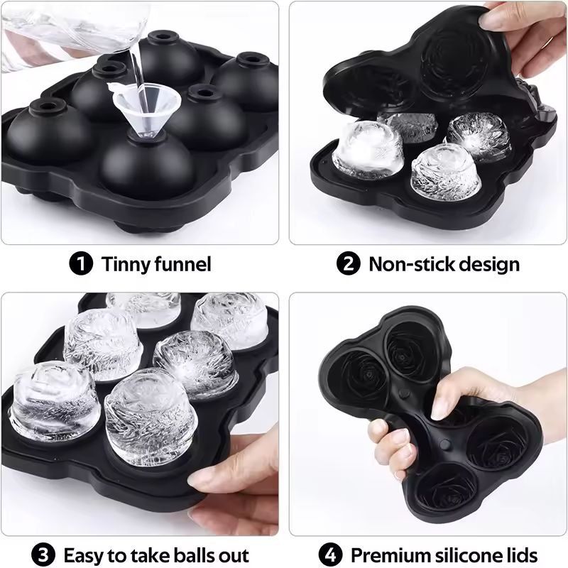 Silicone Rose Ice Cube Tray  EasyRelease Flower Ice Molds For Cocktails  Whiskey 4