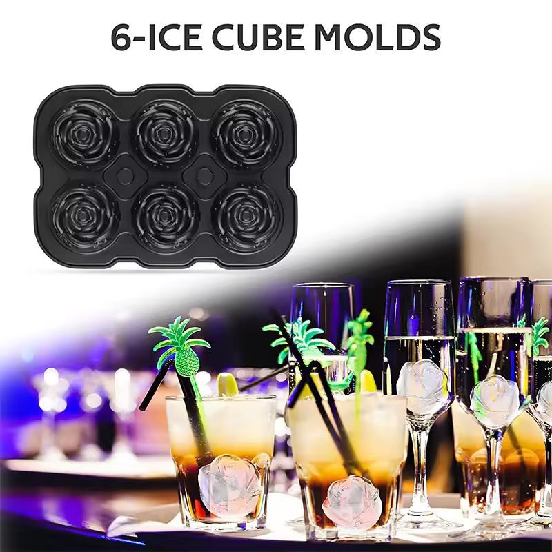 Silicone Rose Ice Cube Tray  EasyRelease Flower Ice Molds For Cocktails  Whiskey 5