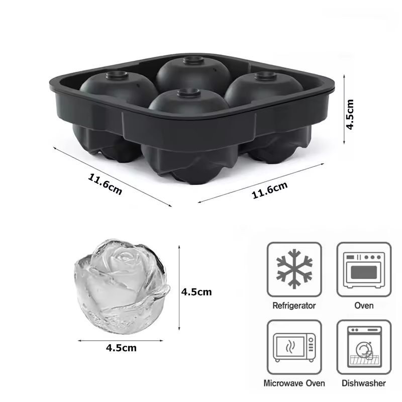 Silicone Rose Ice Cube Tray  EasyRelease Flower Ice Molds For Cocktails  Whiskey 6