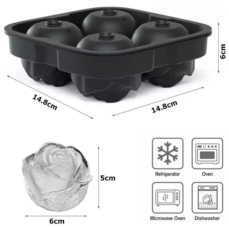 Silicone Rose Ice Cube Tray  EasyRelease Flower Ice Molds For Cocktails  Whiskey 7
