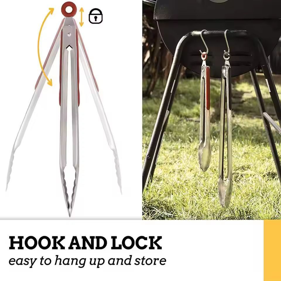 Premium LMETJMA Stainless Steel Kitchen  BBQ Tongs  NonSlip HeatResistant Grill  Salad Tongs 3