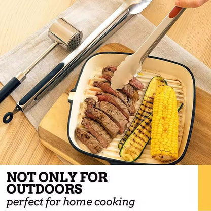 Premium LMETJMA Stainless Steel Kitchen  BBQ Tongs  NonSlip HeatResistant Grill  Salad Tongs 5