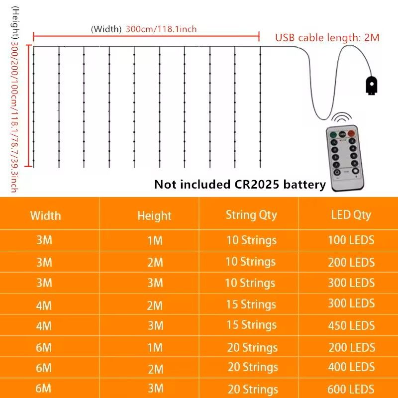 LED Curtain Fairy Lights With Remote Control 3