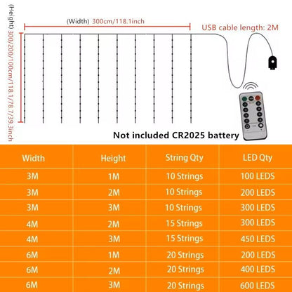 LED Curtain Fairy Lights With Remote Control 3