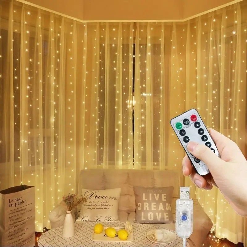 LED Curtain Fairy Lights With Remote Control 10