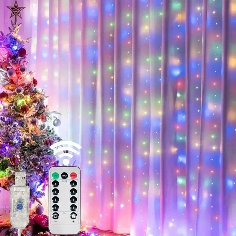 LED Curtain Fairy Lights With Remote Control 12