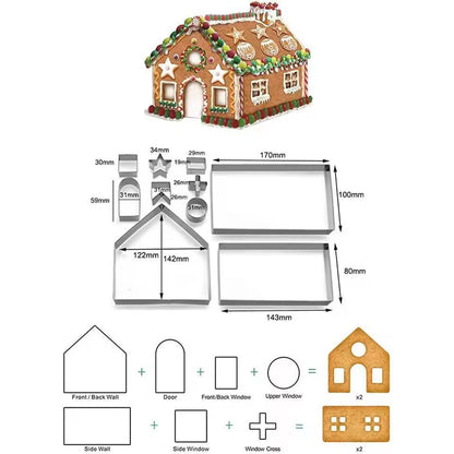 Stainless Steel Holiday Gingerbread House Cookie Cutter Set  10Piece Christmas Baking Kit 3
