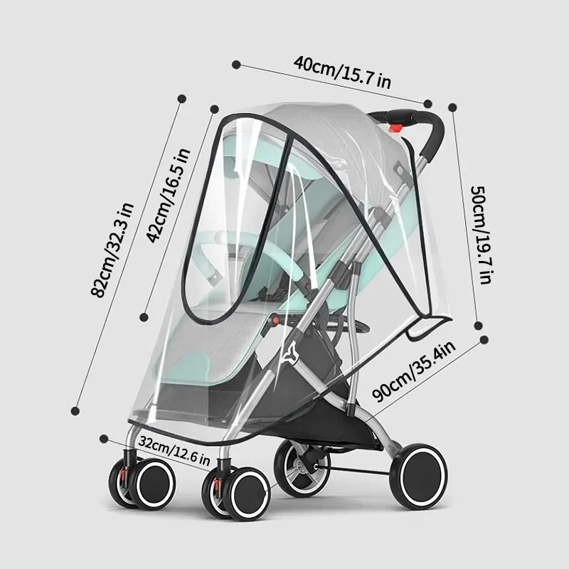 Universal Stroller Rain Cover Transparent Windproof Waterproof Baby Weather Shield 3