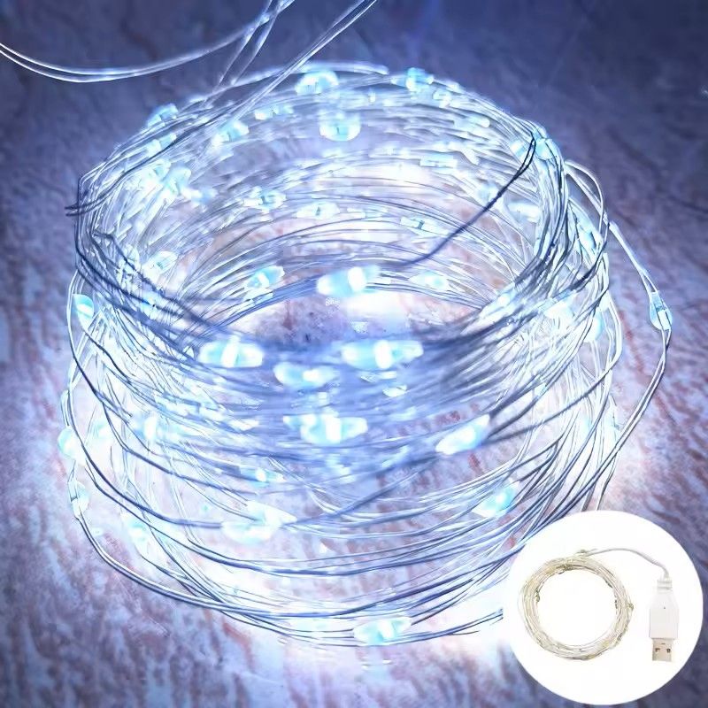 USB LED Silver Wire Fairy String Lights 8