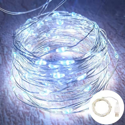 USB LED Silver Wire Fairy String Lights 8