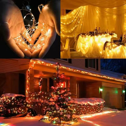 Battery Operated Silver Copper Wire String Lights With Remote 2