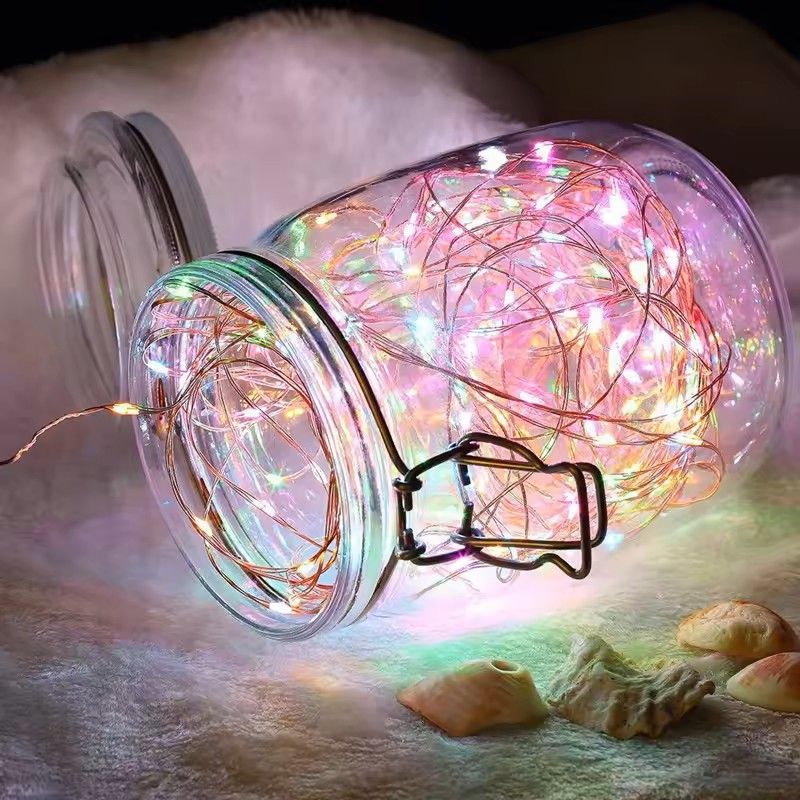 Battery Operated Silver Copper Wire String Lights With Remote 5