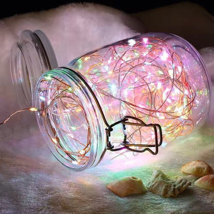 Battery Operated Silver Copper Wire String Lights With Remote 5