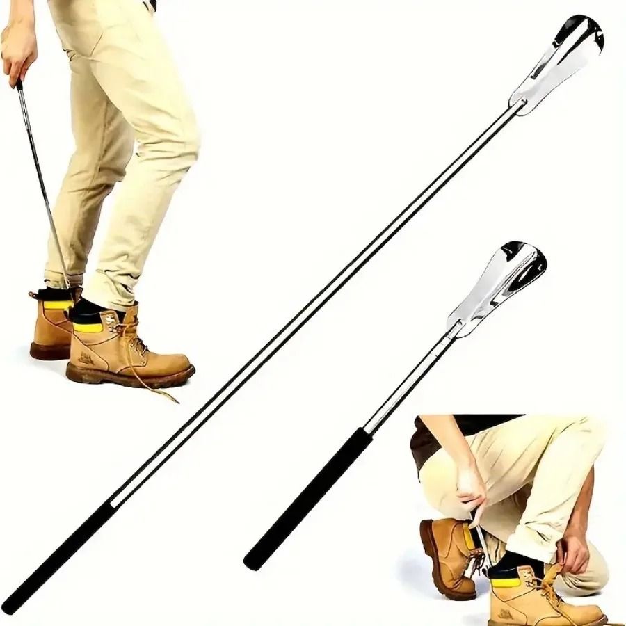 Extendable Shoe Horn Long Handle Stainless Steel Telescopic Shoehorn For Easy Wear 4
