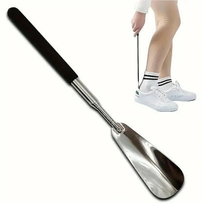 Retractable Stainless Steel Shoe Puller Long Handle Shoehorn for Men and Women