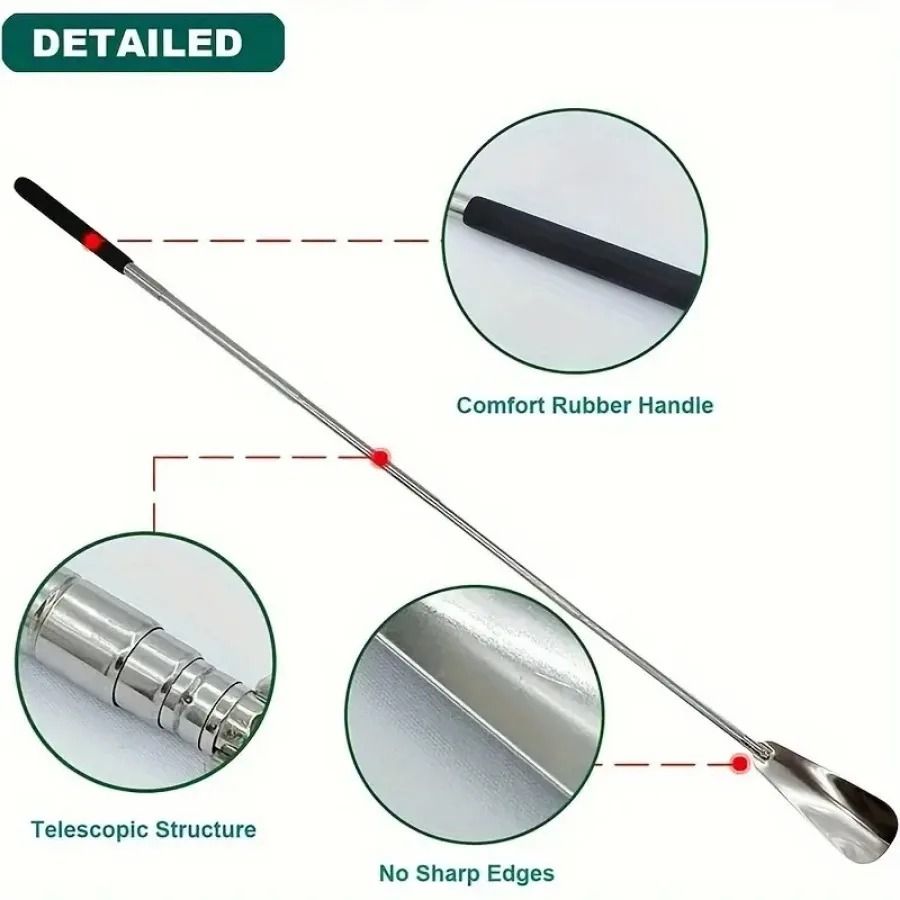Retractable Stainless Steel Shoe Puller Long Handle Shoehorn For Men And Women 2