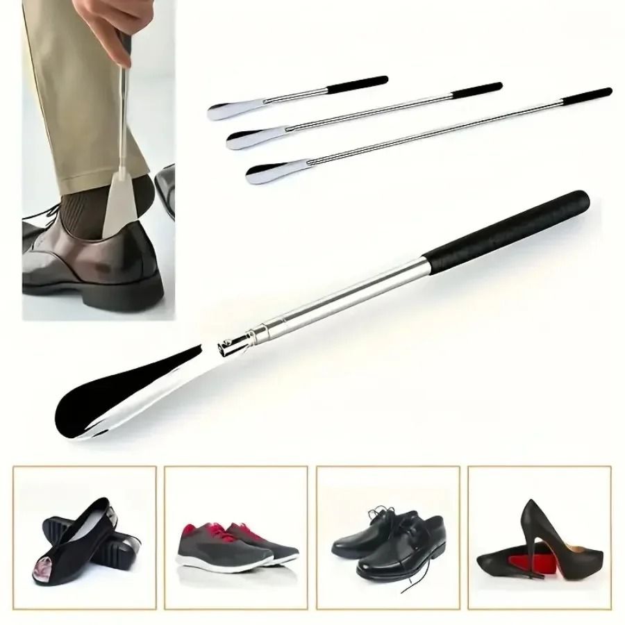 Retractable Stainless Steel Shoe Puller Long Handle Shoehorn For Men And Women 3