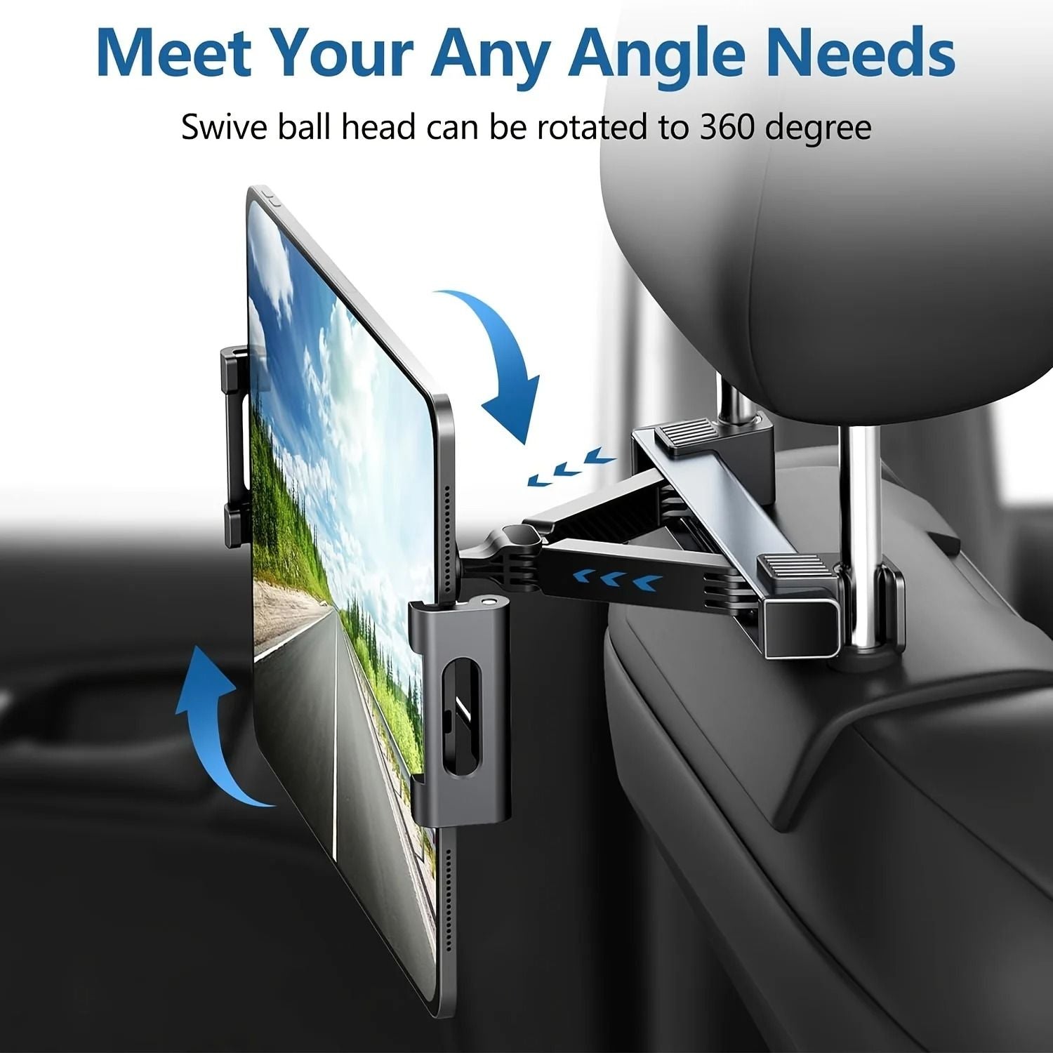 360 Degree Rotation Car Phone Holder And Tablet Mount For Rear Seat Headrest 3