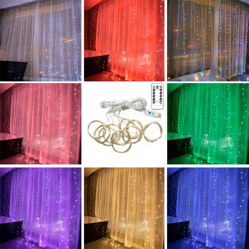 USB LED Curtain String Lights With 8 Modes 3