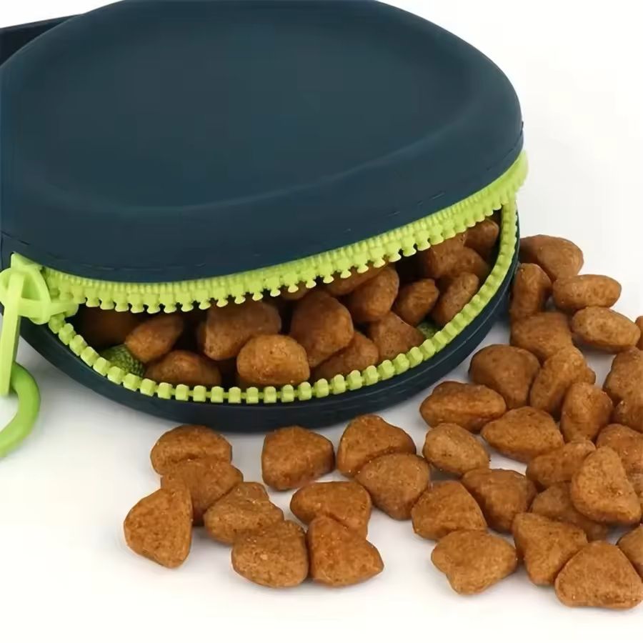 Portable Silicone Dog Treat Pouch With Lanyard  Hook Outdoor Training  Walking Storage Bag For Dogs 13