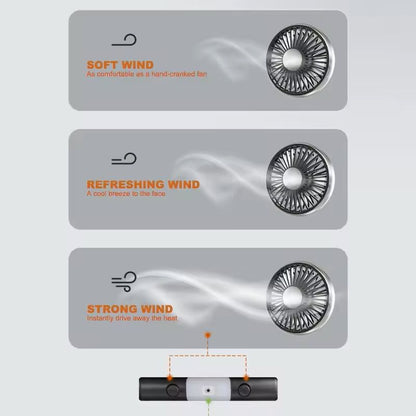 USB DualHead Car Fan 3Speed 360 Adjustable Cooling Fan For Rear Seat Pets  Kids Headrest Mount 2
