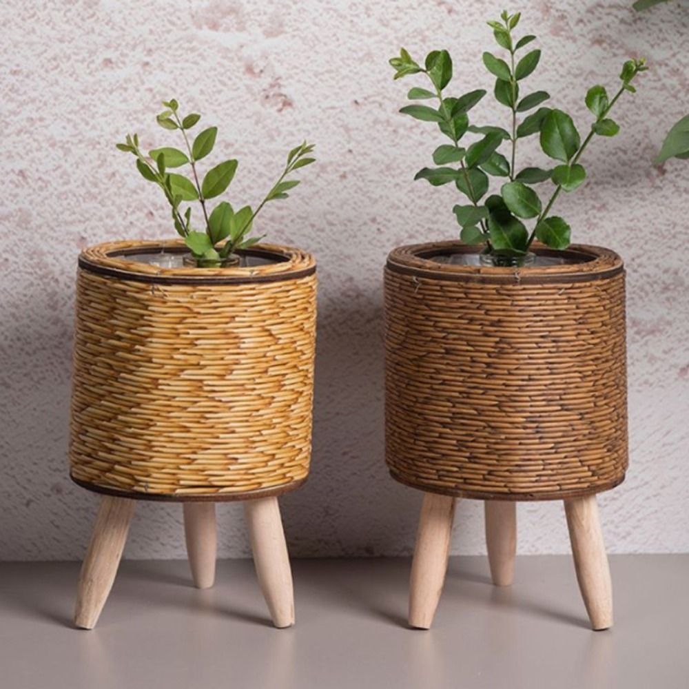 Fashion Rattan Woven Flower Pot Creative Flower Planters Durable Hand Wove Plant Stand With Removab 1