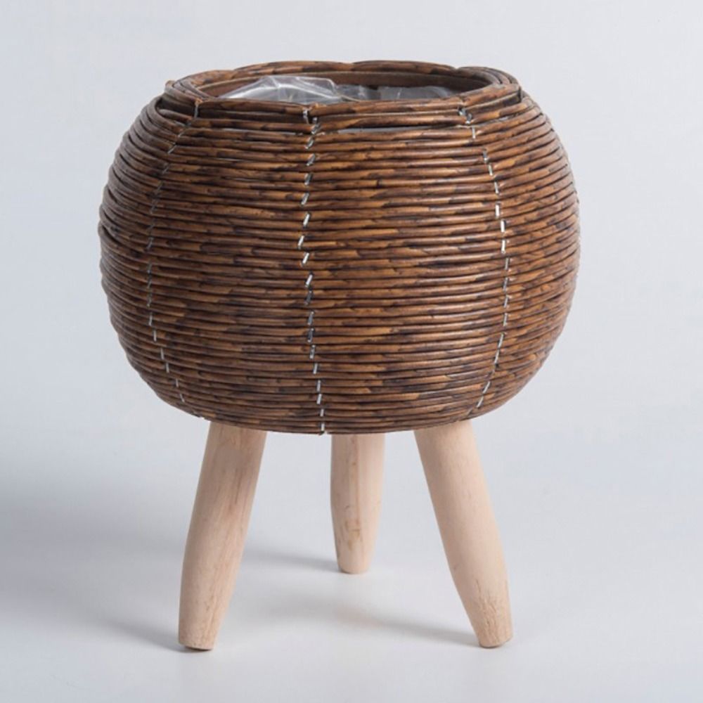 Fashion Rattan Woven Flower Pot Creative Flower Planters Durable Hand Wove Plant Stand With Removab 4