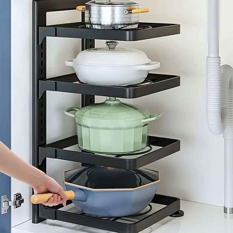 Adjustable Kitchen Storage Shelves, Multi layer Cabinets, Pot Racks, Sink Organizers, Space Saving and Home Organization