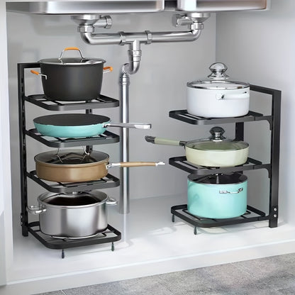 Adjustable Kitchen Storage Shelves Multi Layer Cabinets Pot Racks Sink Organizers Space Saving And  1