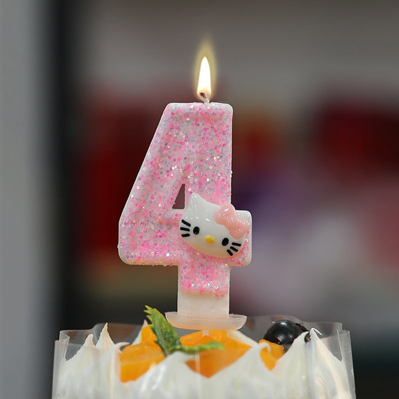 Cinnamoroll Hello Kitty Number Candles Cartoon Character 3D Cake Topper Birthday Anniversary Plug I 2