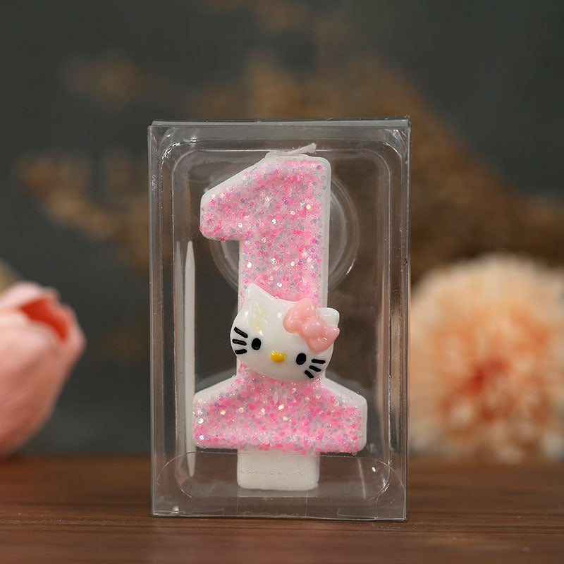 Cinnamoroll Hello Kitty Number Candles Cartoon Character 3D Cake Topper Birthday Anniversary Plug I 3